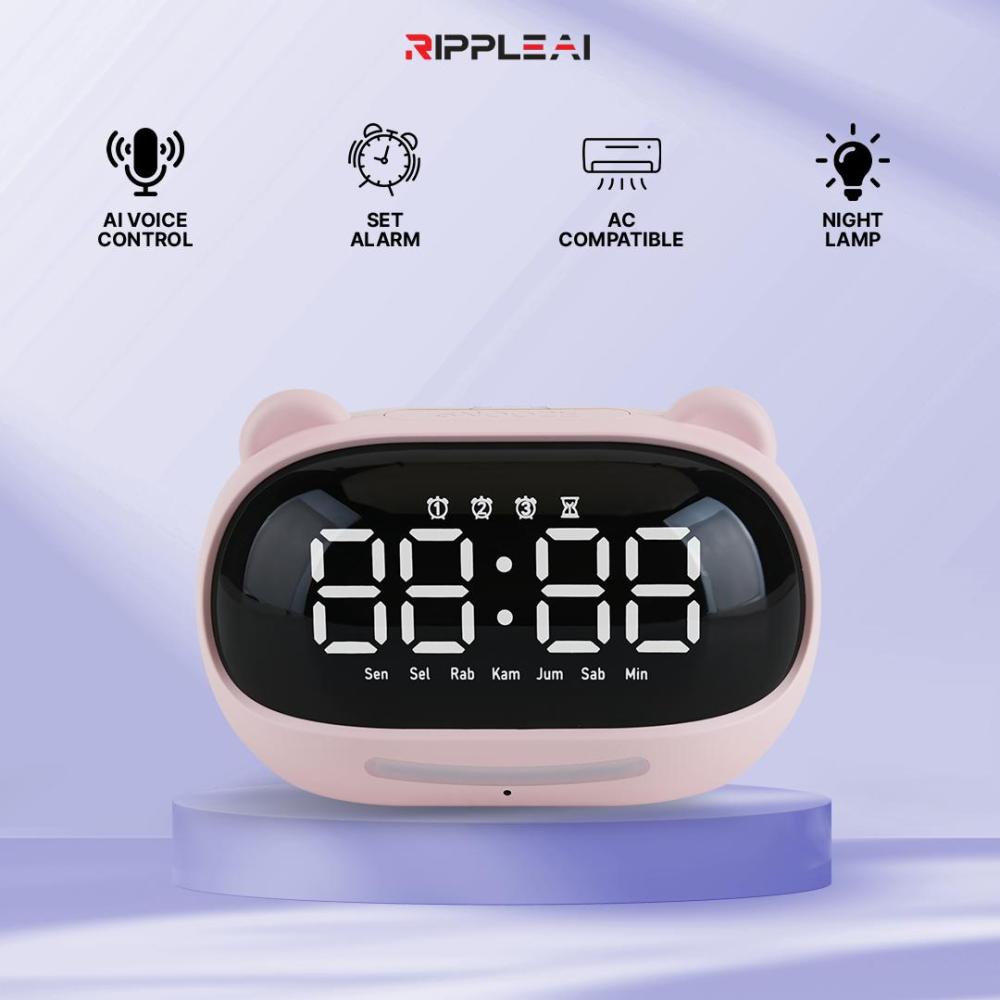 【Hello NUKI 2.0】Ripple Smart AI 3000 mAh Voice Alarm Clock Control AC Alarm Night Lamp With Voice