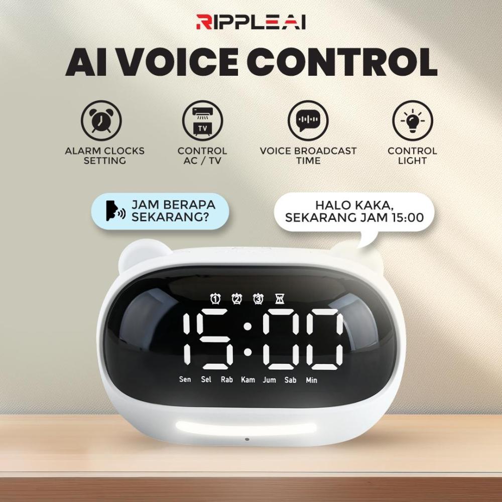 【Hello NUKI 2.0】Ripple Smart AI 3000 mAh Voice Alarm Clock Control AC Alarm Night Lamp With Voice