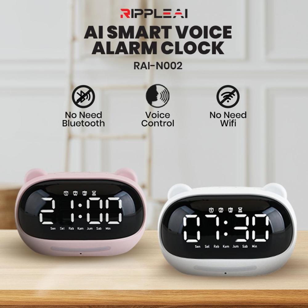 【Hello NUKI 2.0】Ripple Smart AI 3000 mAh Voice Alarm Clock Control AC Alarm Night Lamp With Voice