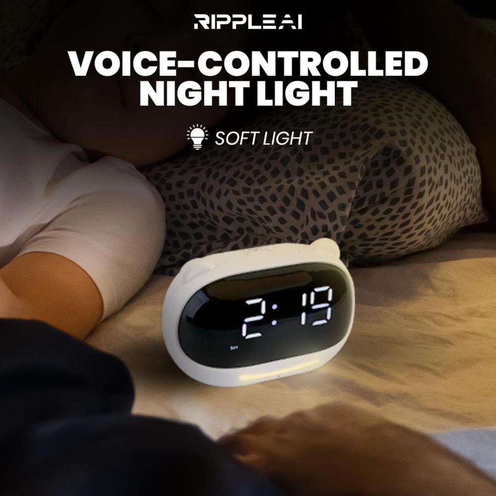 【Hello NUKI 2.0】Ripple Smart AI 3000 mAh Voice Alarm Clock Control AC Alarm Night Lamp With Voice