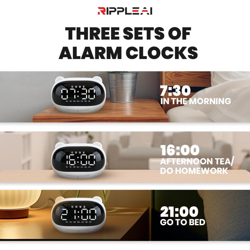 【Hello NUKI 2.0】Ripple Smart AI 3000 mAh Voice Alarm Clock Control AC Alarm Night Lamp With Voice