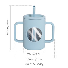 Silicone high borosilicate glass training cup with straw for baby and toddlers