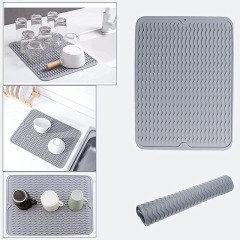 Silicone non-slip dish drying mat for Kitchen Counter, Sink, Refrigerator or Drawer mats
