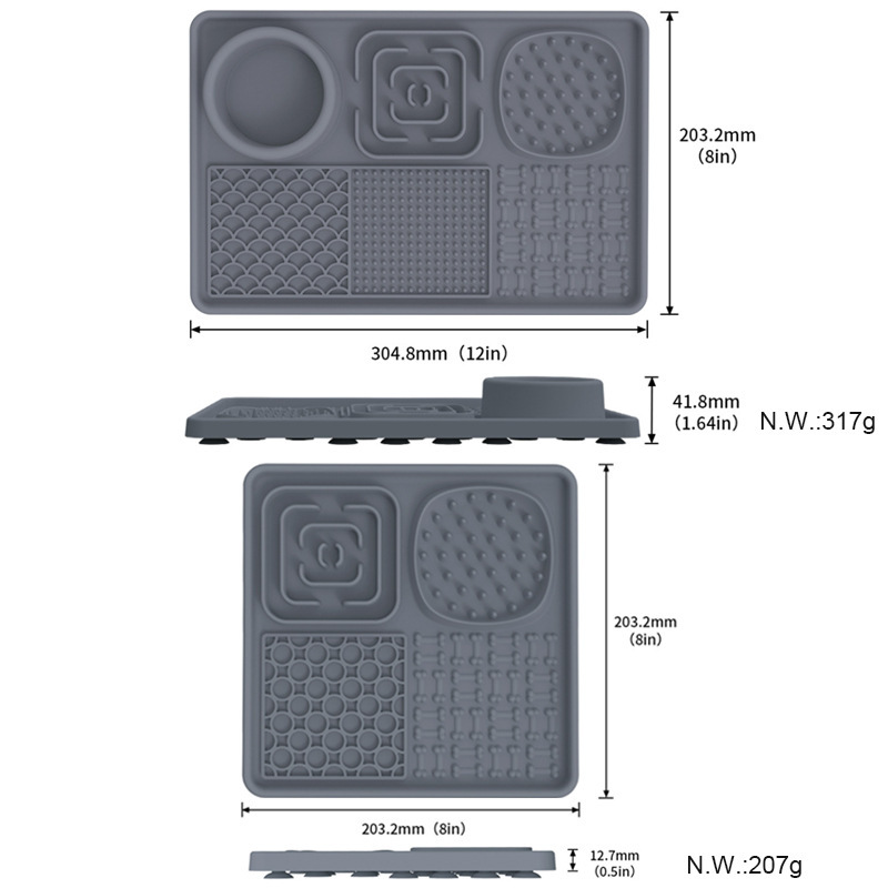 Silicone slow feeder licking mat for pet food dog cat mat with suction cups