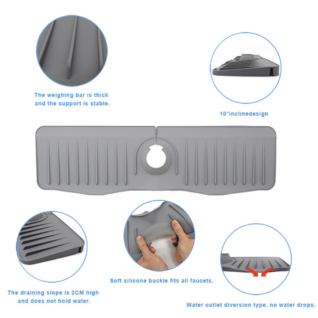 Silicone draining mat Sink Faucet Mat Splash Guard Accessories for Kitchen Bathroom