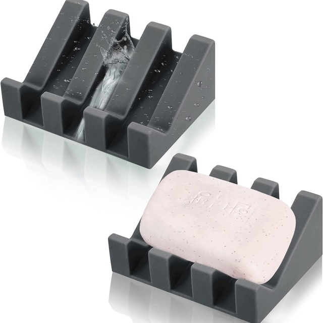 Silicone Shower Soap Dish with Self-Draining,soap holder & Saver for Bathroom, Kitchen