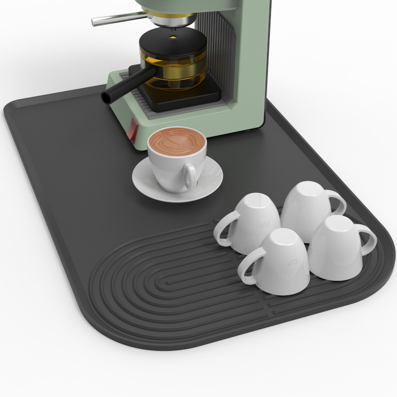 Wholesale Silicone Anti-slip Coffee Bar Mats for Countertop Under Coffee Maker Mat Coffee Tray, Kitchen Counter Dish Drying Mat