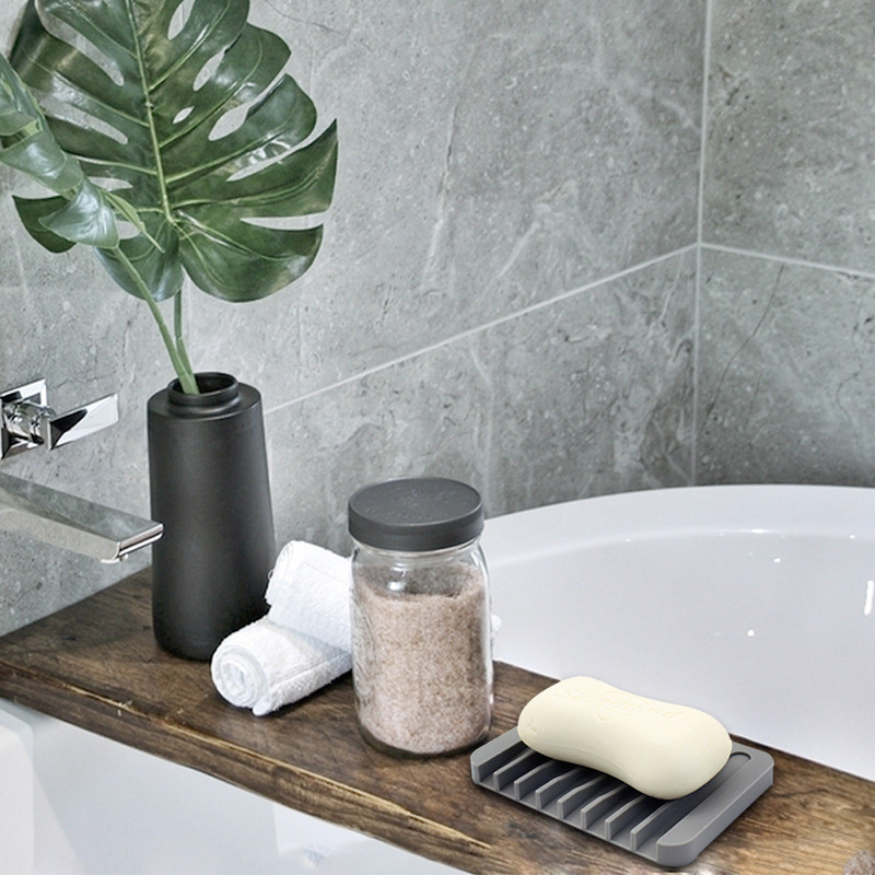 Self Draining Soap Dishes Premium Silicone Waterfall Soap Holder & Saver for Bathroom, Kitchen