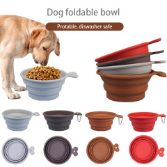 Silicone collapsible dog bowl feeding food bowl