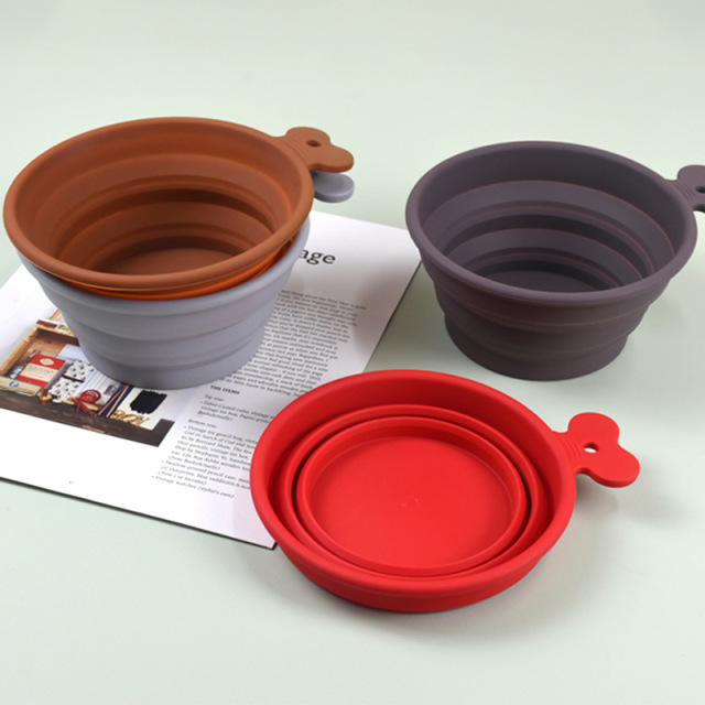 Silicone collapsible dog bowl feeding food bowl
