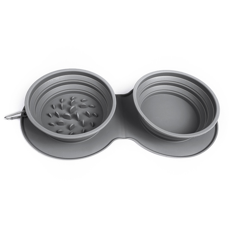 Silicone collapsible dog double travel bowl