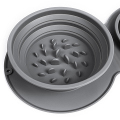 Silicone collapsible dog double travel bowl