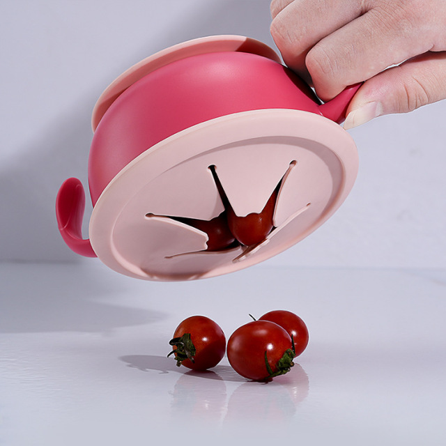 Plastic Baby feeding bowl silicone straw snacks bowls with suction cups