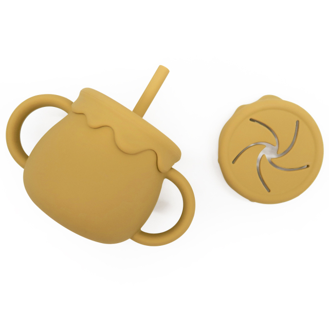 Silicone Baby Training Cup with Straw & Snack Lid – Versatile 2-in-1 Design | Customizable