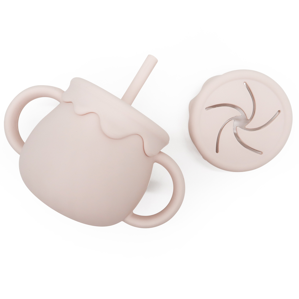 Silicone Baby Training Cup with Straw & Snack Lid – Versatile 2-in-1 Design | Customizable