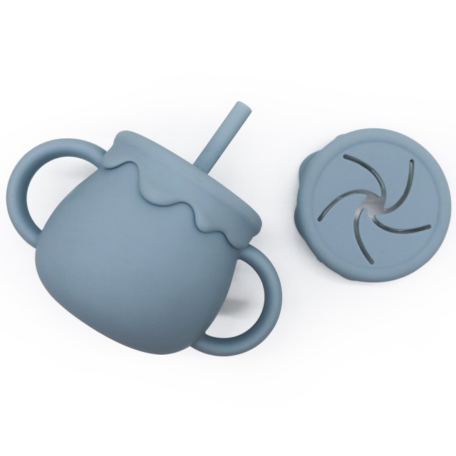Silicone Baby Training Cup with Straw & Snack Lid – Versatile 2-in-1 Design | Customizable