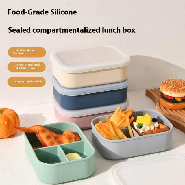 Wholesale silicone 3-Compartment Lunch Box