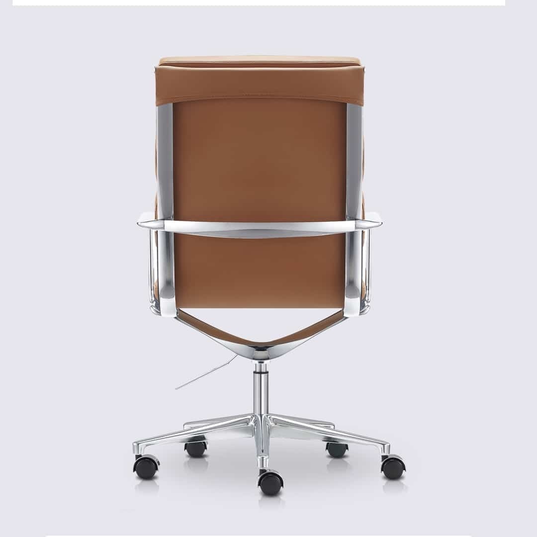 Design Office Chair In Leather And Chrome-plated Aluminum