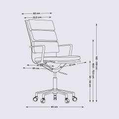 Design Office Chair In Leather And Chrome-plated Aluminum