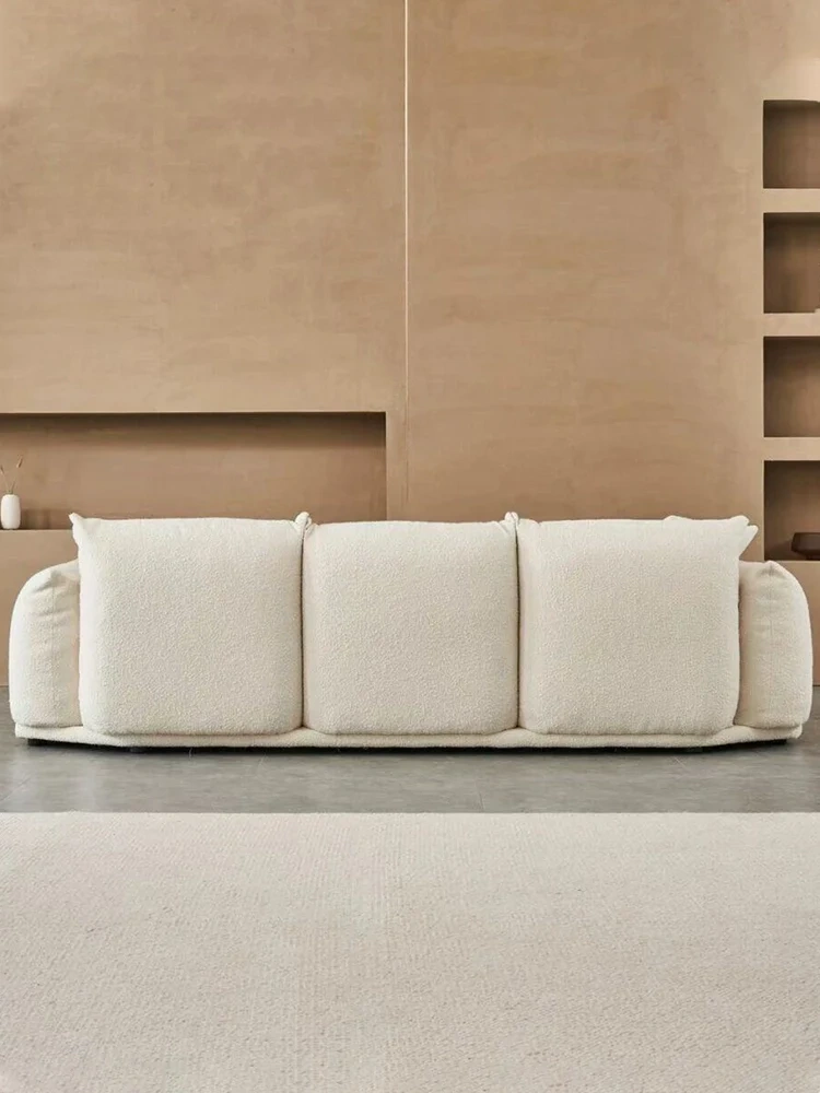 Marenco bread Italian minimalist cream style modern living room designer in-line lamb wool fabric sofa