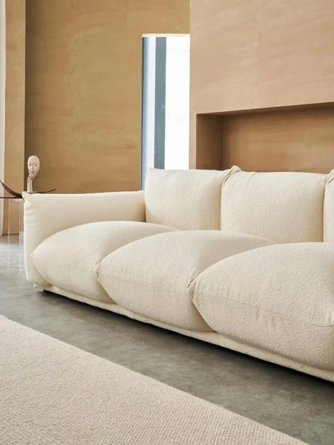 Marenco bread Italian minimalist cream style modern living room designer in-line lamb wool fabric sofa