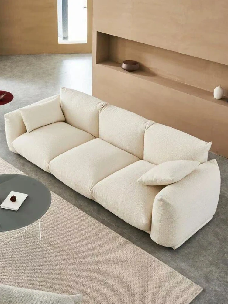 Marenco bread Italian minimalist cream style modern living room designer in-line lamb wool fabric sofa