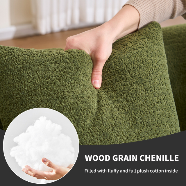 Shape Sectional Sofa with Curved Chaise, Green Modular Chenille Couch Featuring Full Compression 30D High - Density Sponge, 900 lbs. Load - Bearing for Apartment Living Room