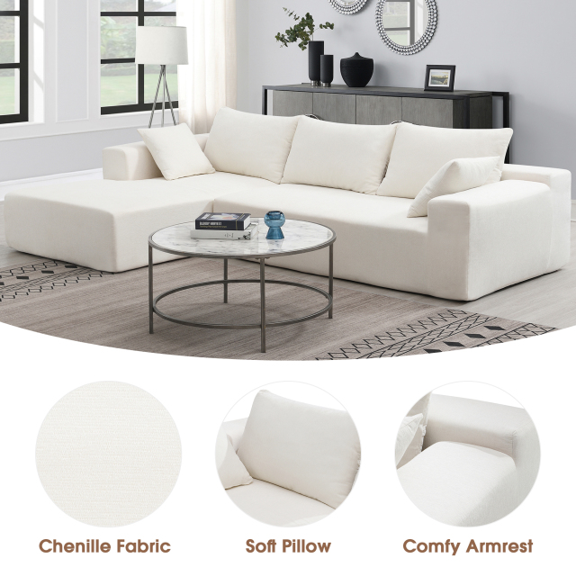 109*68" Modular Sectional Sofa Set – Modern Minimalist Cream Couch for Living Room, Bedroom & Salon