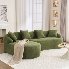 Shape Sectional Sofa with Curved Chaise, Green Modular Chenille Couch Featuring Full Compression 30D High - Density Sponge, 900 lbs. Load - Bearing for Apartment Living Room