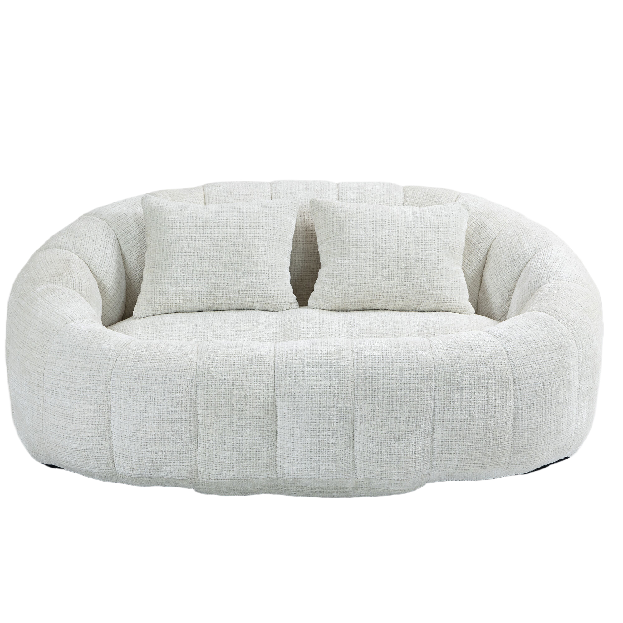Beige Chenille Bean Bag Sofa - Durable & Comfortable Lazy Lounger, High - Back for Adults & Kids, Indoor/Outdoor Use
