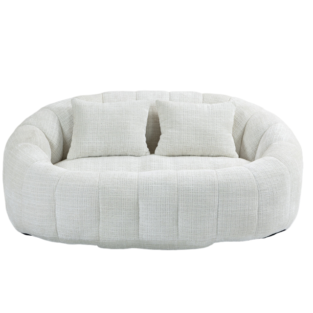Beige Chenille Bean Bag Sofa - Durable & Comfortable Lazy Lounger, High - Back for Adults & Kids, Indoor/Outdoor Use