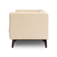 92.52 Inch 3 - Seater Genuine Leather Tufted Sofa, Beige Grain Leather Couch with Feather Fill, Extra Deep Seats – Comfy Living Room & Apartment Sofa