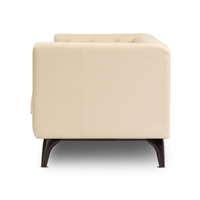 92.52 Inch 3 - Seater Genuine Leather Tufted Sofa, Beige Grain Leather Couch with Feather Fill, Extra Deep Seats – Comfy Living Room & Apartment Sofa