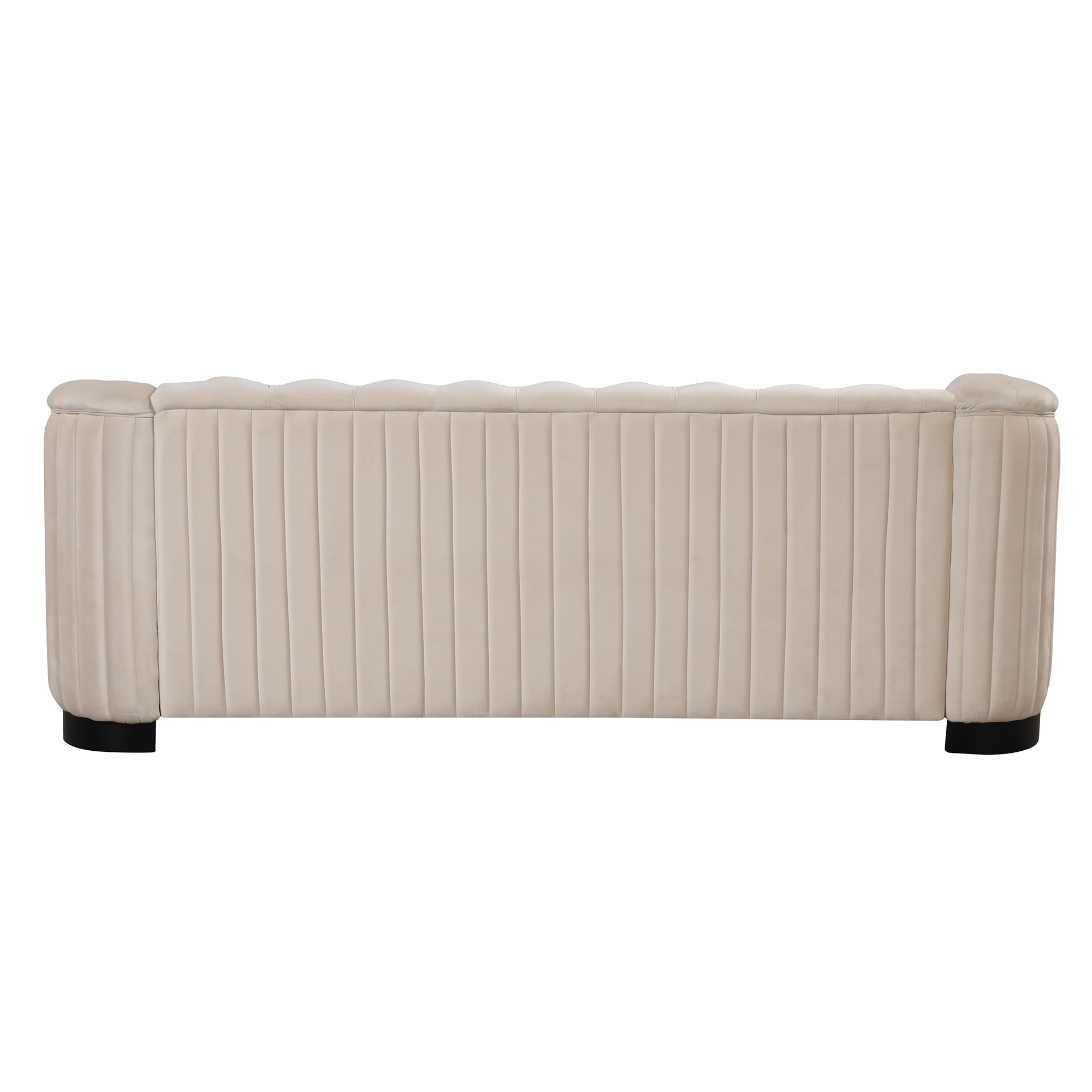 82.4" Mid Century Modern Sofa with Rubber Wood Legs,Velvet Upholstered Sofa Couch,Sofa with Thick Removable Seat Cushion, 3 Seater Sofa Couch for Living Room，Beige