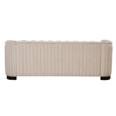 82.4" Mid Century Modern Sofa with Rubber Wood Legs,Velvet Upholstered Sofa Couch,Sofa with Thick Removable Seat Cushion, 3 Seater Sofa Couch for Living Room，Beige