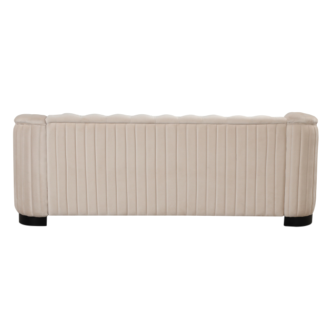 82.4" Mid Century Modern Sofa with Rubber Wood Legs,Velvet Upholstered Sofa Couch,Sofa with Thick Removable Seat Cushion, 3 Seater Sofa Couch for Living Room，Beige