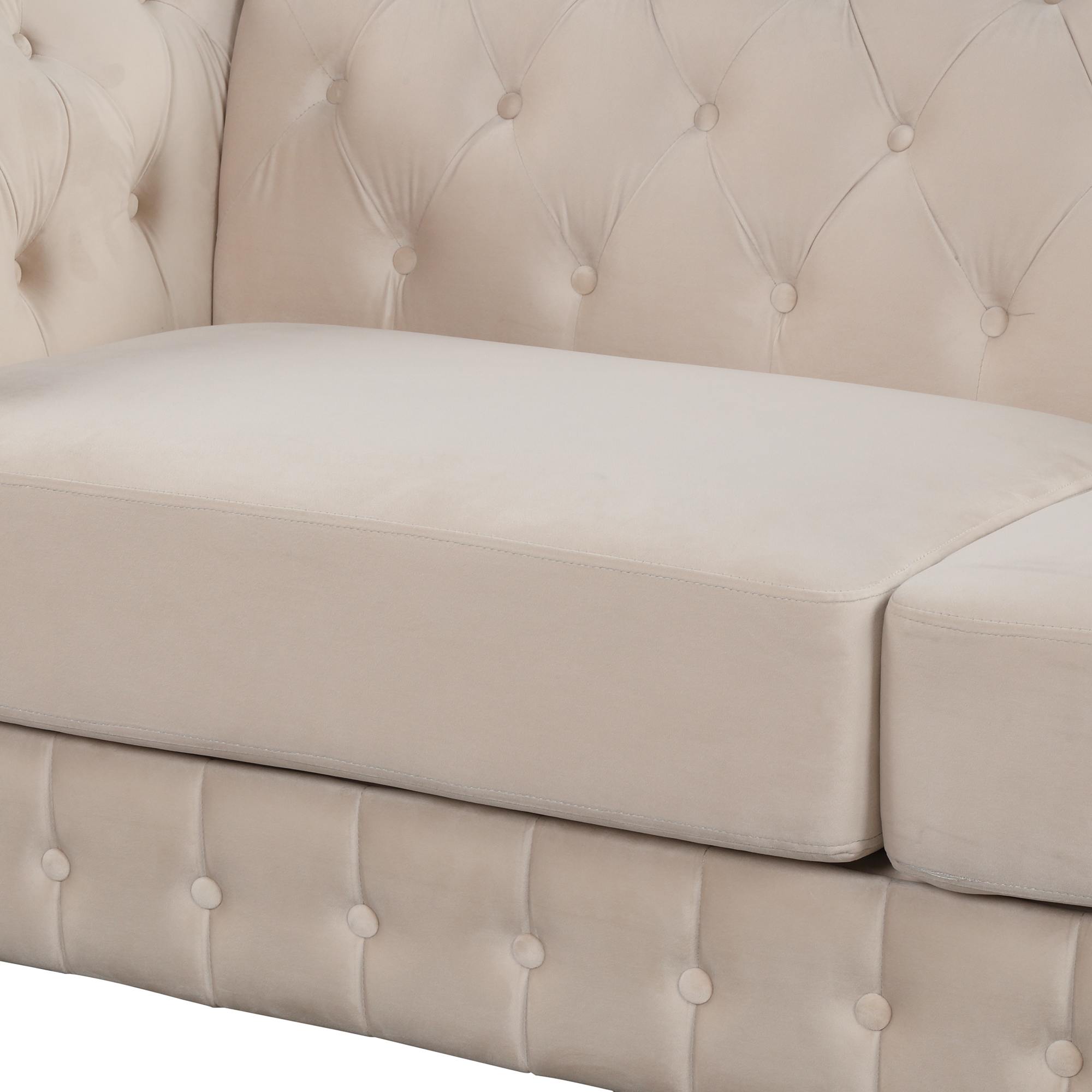 82.4" Mid Century Modern Sofa with Rubber Wood Legs,Velvet Upholstered Sofa Couch,Sofa with Thick Removable Seat Cushion, 3 Seater Sofa Couch for Living Room，Beige