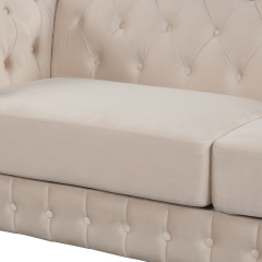 82.4" Mid Century Modern Sofa with Rubber Wood Legs,Velvet Upholstered Sofa Couch,Sofa with Thick Removable Seat Cushion, 3 Seater Sofa Couch for Living Room，Beige