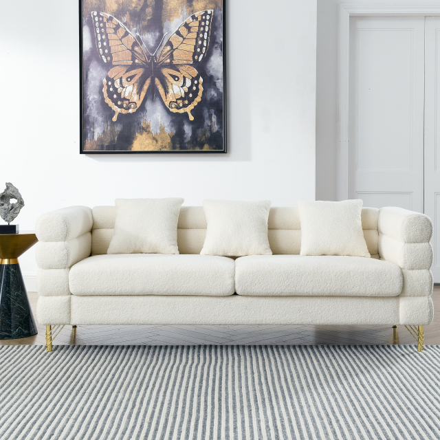 Modern Chenille Upholstered Sectional Sofa Set – a modular 108" L-shaped sectional sofa set for the living room, complete with 6 pillows. This freely combinable sofa couch is suitable for both living rooms and bedrooms, featuring a left chaise