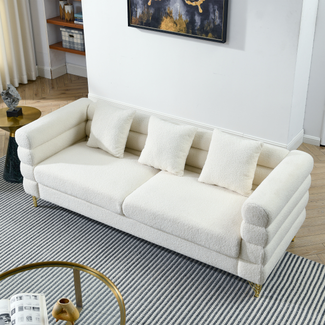 Modern Chenille Upholstered Sectional Sofa Set – a modular 108" L-shaped sectional sofa set for the living room, complete with 6 pillows. This freely combinable sofa couch is suitable for both living rooms and bedrooms, featuring a left chaise