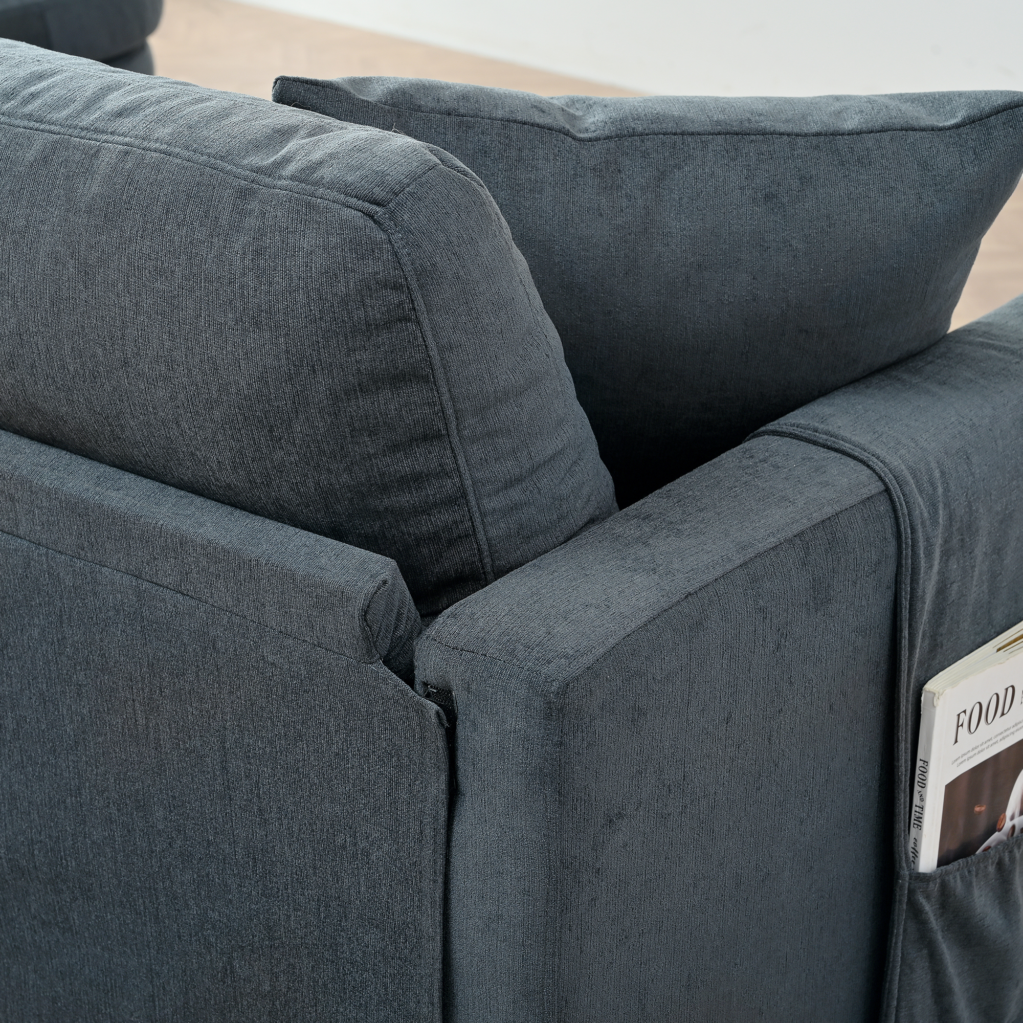 107.87" Sectional Sofa Couch with 1 Ottoman – Removable Seat & Back Cushions