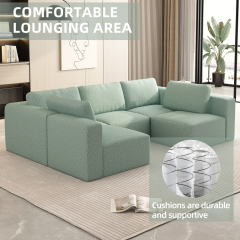 104.32*70.86 Modular Sectional Sofa Sleeper Couch – U - Shaped Convertible Set with Chaise, Ottoman, Compressed Sponge, Light Green (Combo 3A + 2B)