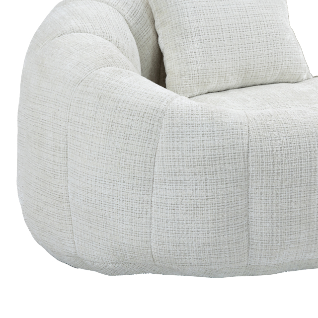 Beige Chenille Bean Bag Sofa - Durable & Comfortable Lazy Lounger, High - Back for Adults & Kids, Indoor/Outdoor Use