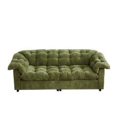 99.2" Chenille Modern Comfort Deep - Seat Sofa: An Upholstered Fluffy Cloud - Like Sofa Ideal for Living Rooms, Bedrooms, Offices and Apartments, Green
