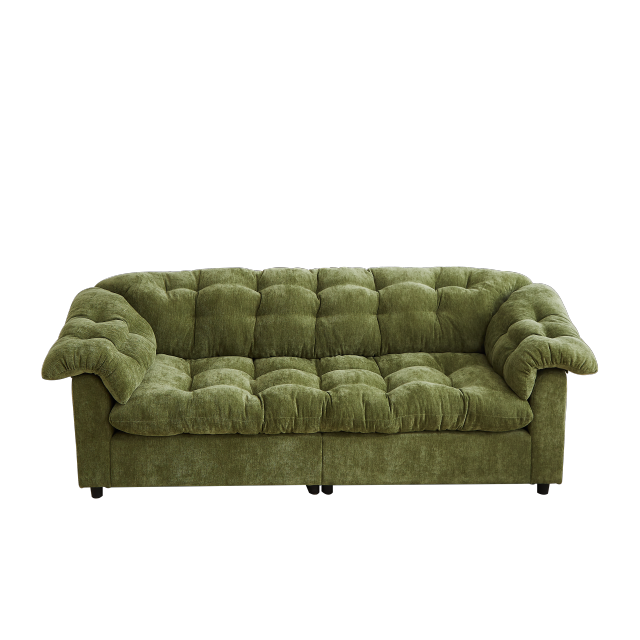 99.2" Chenille Modern Comfort Deep - Seat Sofa: An Upholstered Fluffy Cloud - Like Sofa Ideal for Living Rooms, Bedrooms, Offices and Apartments, Green