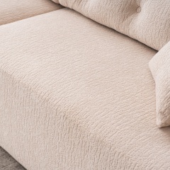 APRICOT COMPRESSION SOFA: It is a 4 - seater combined sofa. Adopting Wood Grain Chenille fabric and full - sponge compression design. This combined sofa comes with 2 pillows, suitable for living rooms, home furniture setups, and apartments.