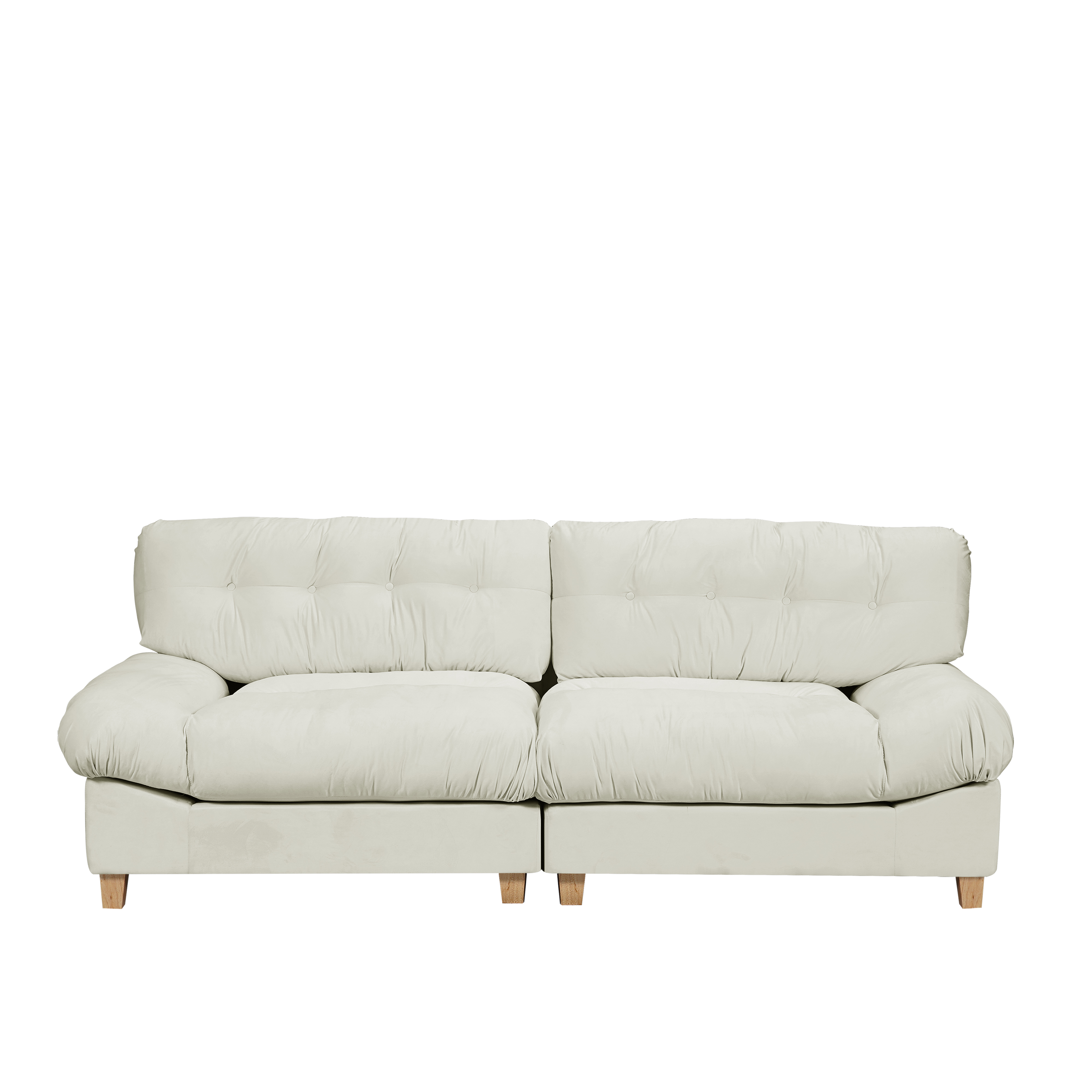 Beige 90.5-inch Cloud Compression Love Seat – Frosted Velvet, Minimalist Modern Sofa, Ideal for Living Rooms, Apartments, Bedrooms & Offices