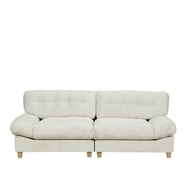 Beige 90.5-inch Cloud Compression Love Seat – Frosted Velvet, Minimalist Modern Sofa, Ideal for Living Rooms, Apartments, Bedrooms & Offices
