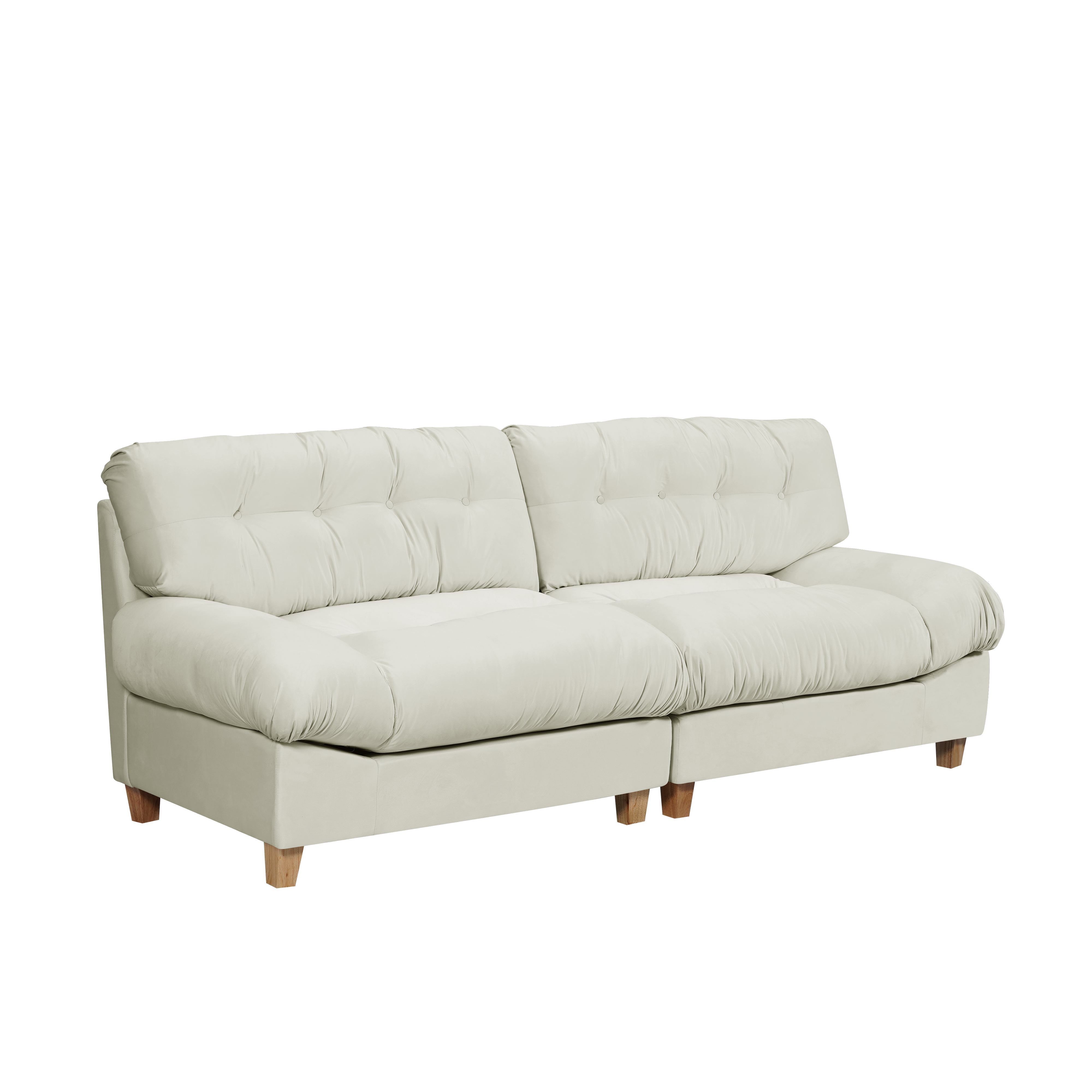 Beige 90.5-inch Cloud Compression Love Seat – Frosted Velvet, Minimalist Modern Sofa, Ideal for Living Rooms, Apartments, Bedrooms & Offices