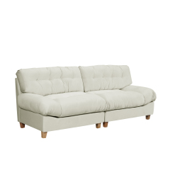 Beige 90.5-inch Cloud Compression Love Seat – Frosted Velvet, Minimalist Modern Sofa, Ideal for Living Rooms, Apartments, Bedrooms & Offices